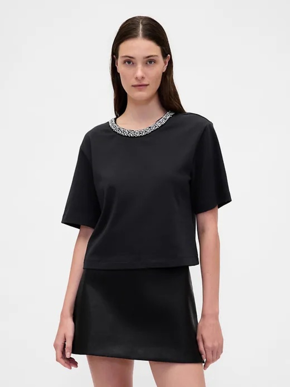 GAP NWT Jewel-Neck Crop T-Shirt~Size L